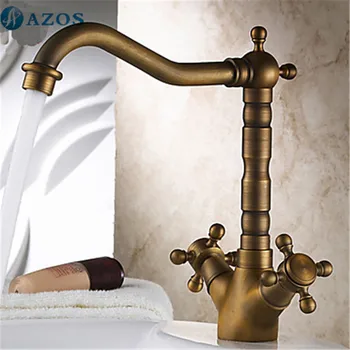 

Kitchen Basin Faucets Vessel Vintage Hose Spout Single Handle Nickle Brushed Antique Brass Bronze Deck Mounted Mixers CFLT214