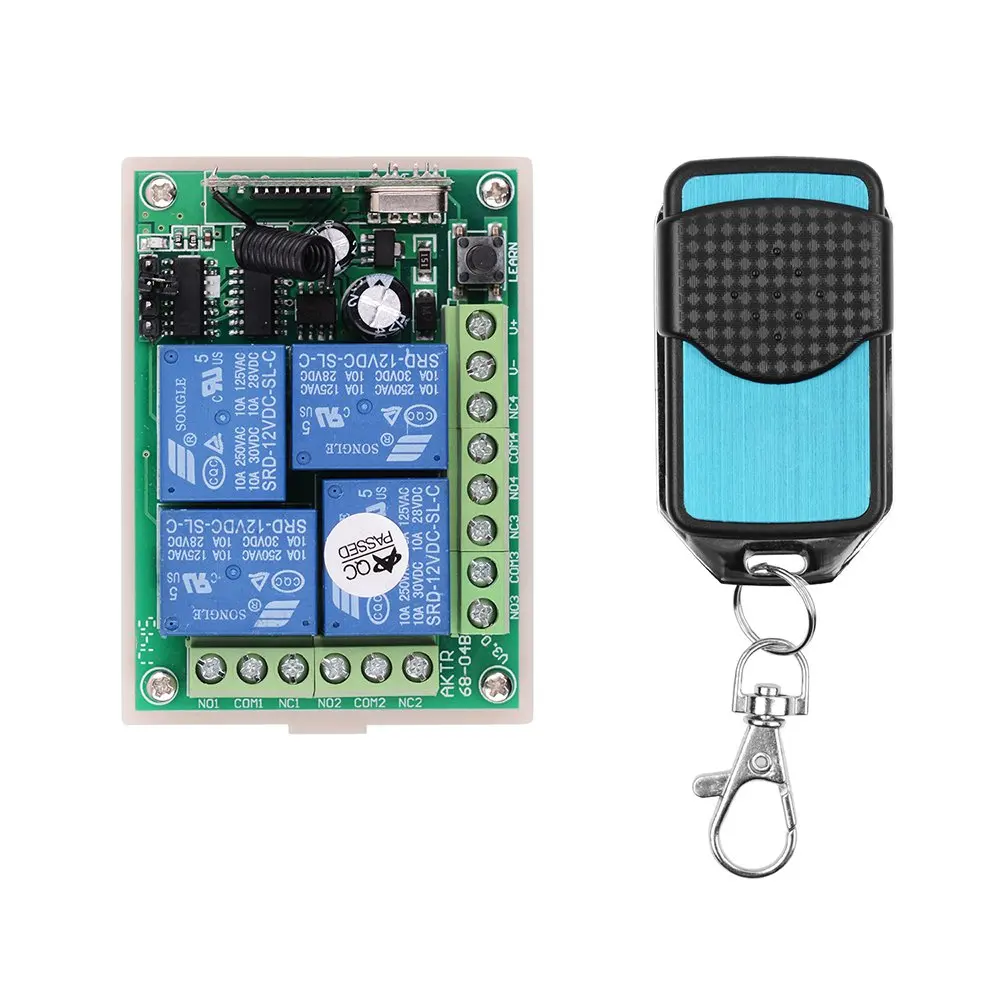 

Universal Wireless Remote Control Switch Dc 12 V 4ch433m 4 Relay Receiving Module +3 Rf Remote Transmitting Remote Control
