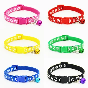 

Patch Bell Pet Cat Dog Collars Neck Strap Dog Footprint Collars Quality Buckle Adjustable