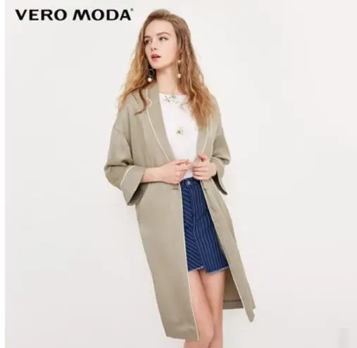 Vero Moda новое длинное пальто с вышивкой куртка женская| 318221504 - Цвет: Lt. safari