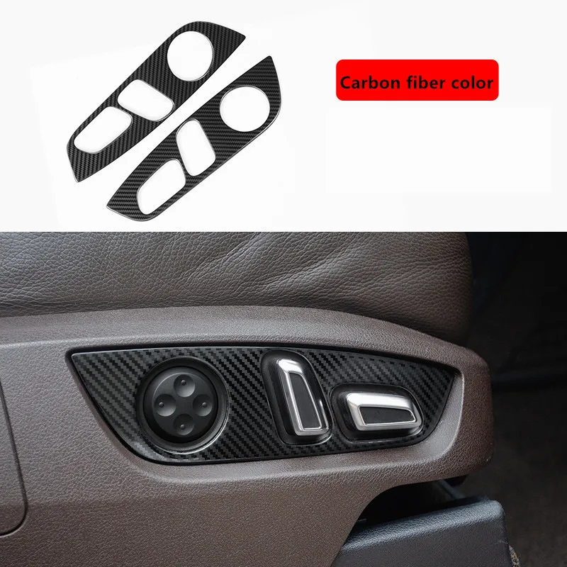 Автомобильный Стайлинг консоль переключения передач декоративная крышка воздушная панель накладка для Audi Q7 2008-15 внутренняя дверная ручка подлокотник кнопки рамка - Название цвета: Seat button Carbon