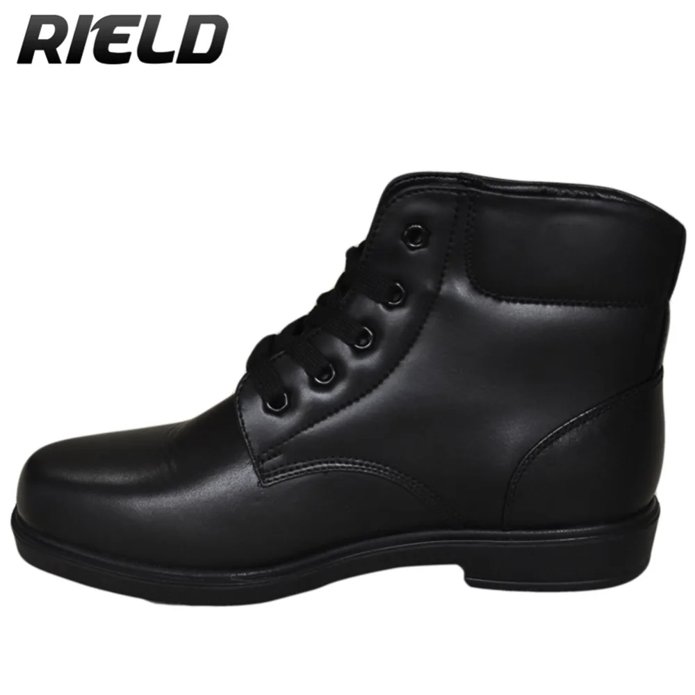 RIELD Men's RFBS Leather Winter Boots Ankle High Lace Up Waterproof Warm Outdoor Fleeced Snow