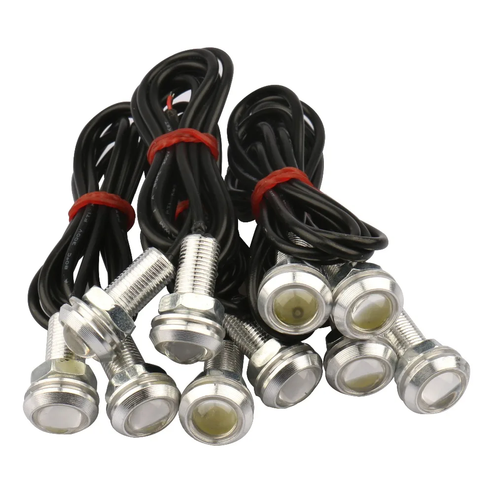 

10pcs/lot Super Brightness Eagle Eyes LED 18 mm Silver Shell DRL Daytime Running Lights Working Waterproof Parking Lamp Styling