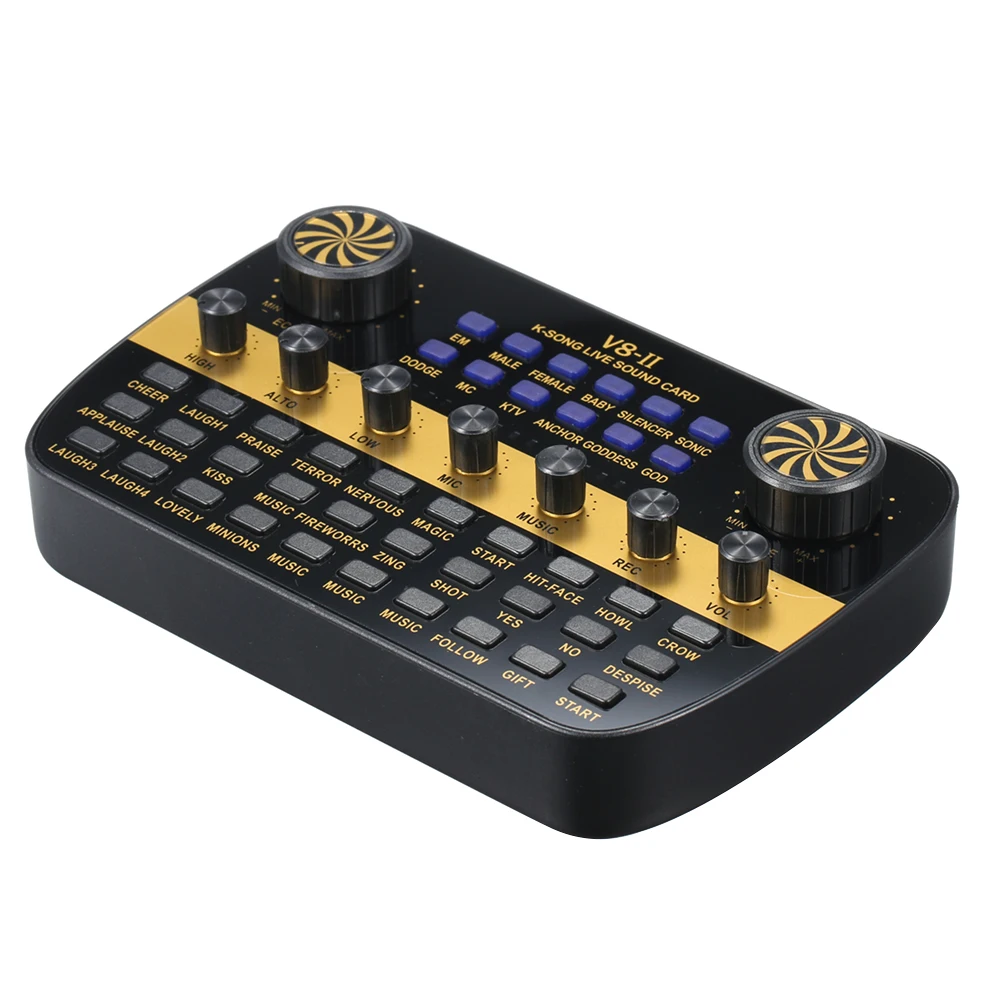 

V8 Updated Live Sound Card Intelligent Volume Adjustable Audio Mixer Sound Card for Computer PC Live Sound