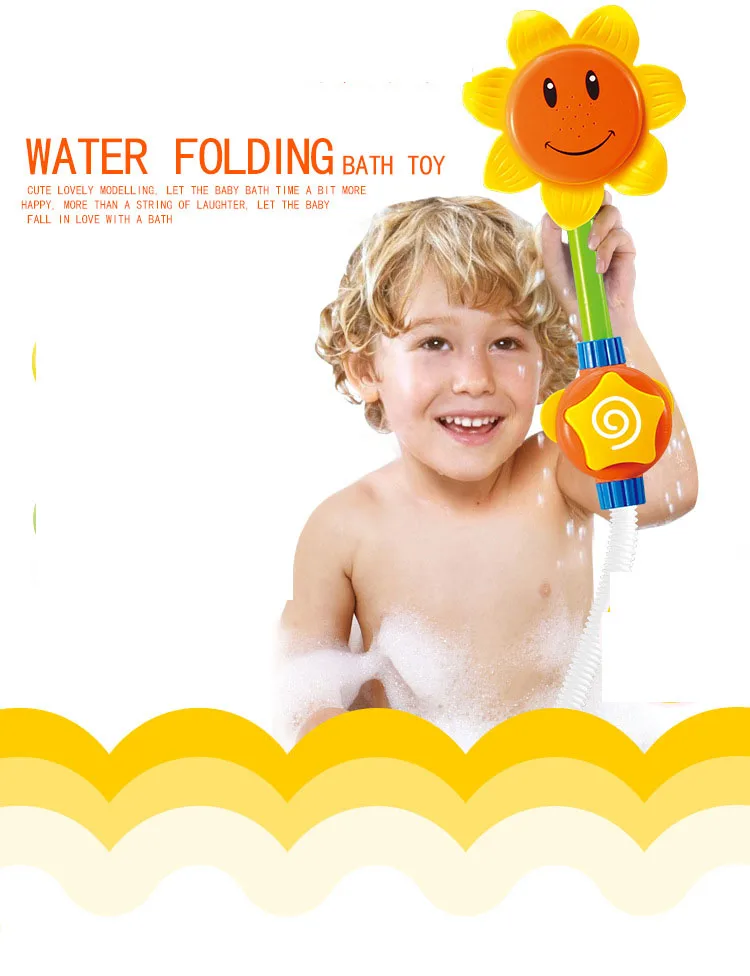 Baby Bath Shower Toy sunflower Spraying Water Toy Fall in Shower Brain