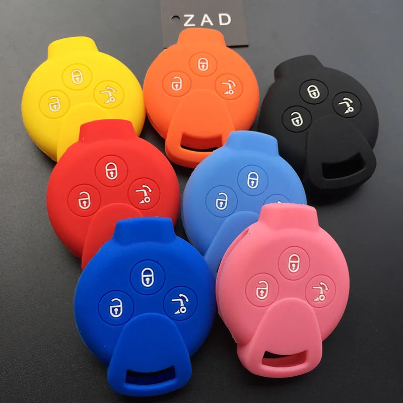 

3 Buttons Silicone rubber car key Fob Case Cover shell set For Benz Smart Fortwo Crossblade K City Cabrio key cover ca