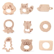 Let's make – anneau de dentition en bois pour bébé, 1 pièce, animaux de dessin animé, en hêtre, arbre de noël, sans BPA, produits de soins dentaires 