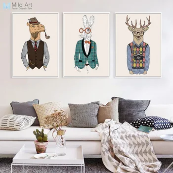 

Vintage Fashion Hipster Wild Animals Giraffe Deer Zebra Horse Posters Prints Wall Art Pictures Retro Home Decor Canvas Paintings