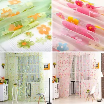 

2016 New Flower Lace Tulle Curtains Drapes Window Grille For Home Decoration Floral Lace Curtains