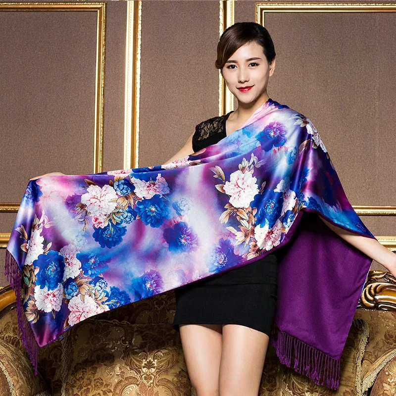 

High quality 100% silk scarf shawl hijab wrap women female long style spring autumn winter shawl