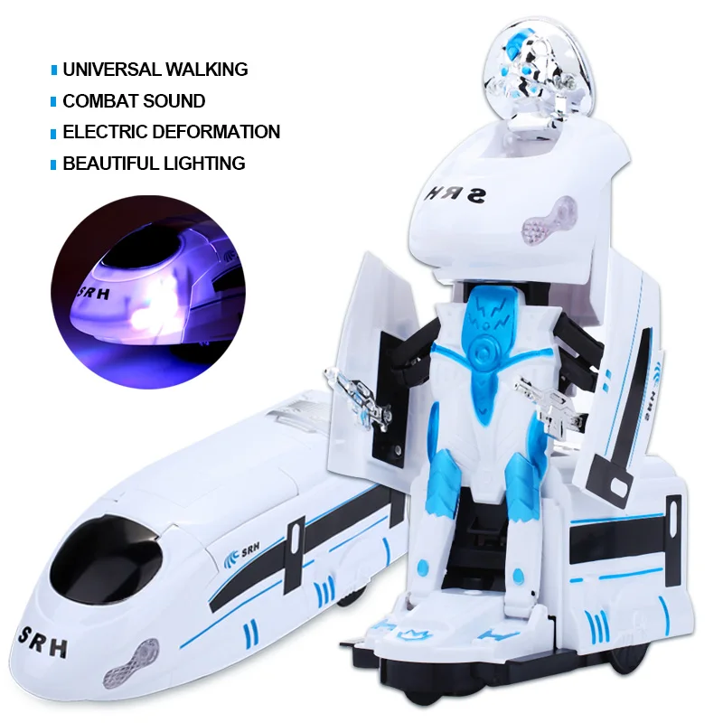 

2019 Lovely Deformation Train Flashing Light Collection Robot for Kid Toy Drop Shipping