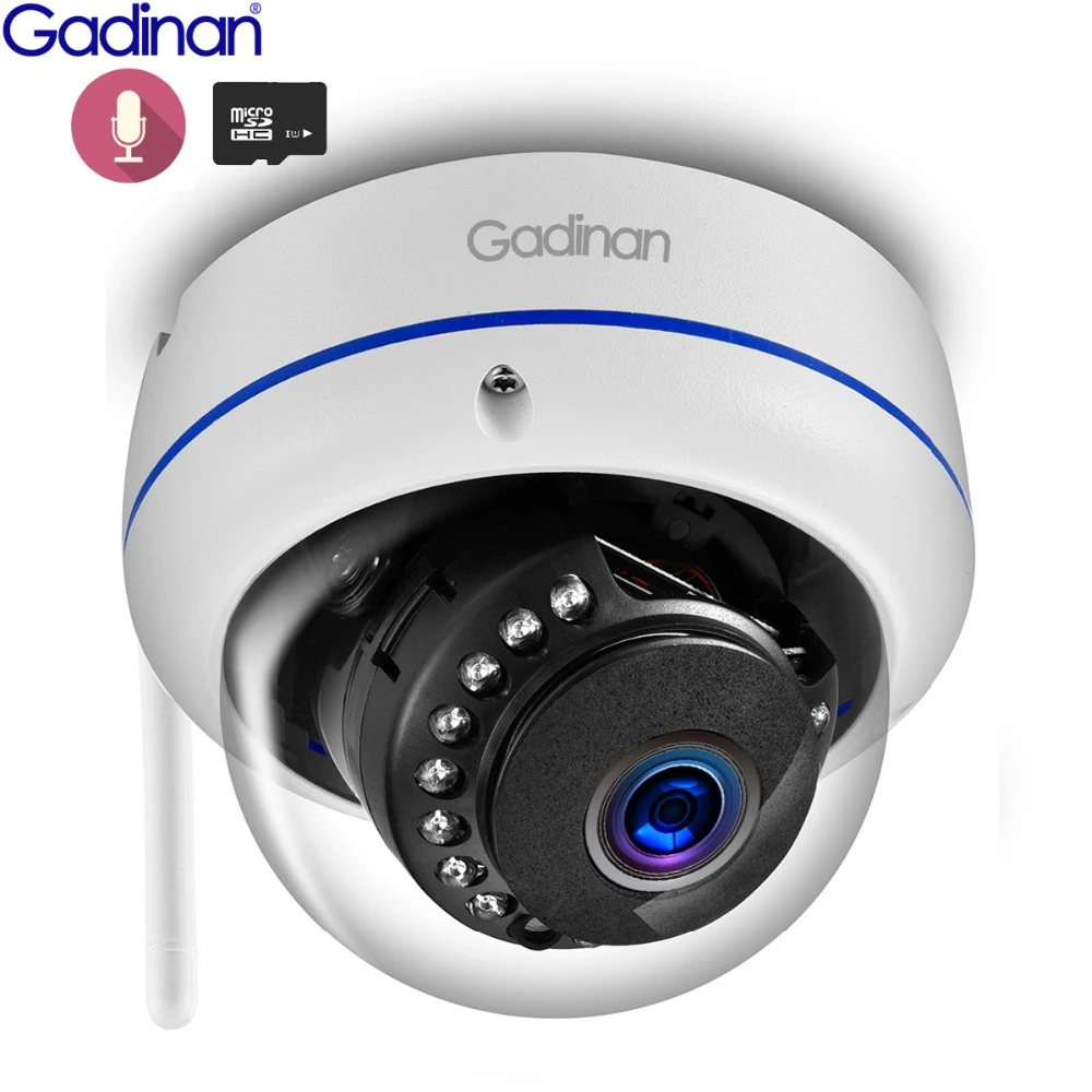 Gadinan 5MP 3MP 1080P Audio Surveillance Cameras with Wifi SD Card Slot Vandalproof IR Night Dome Video Security IP Camera iCSee hidden surveillance cameras with audio