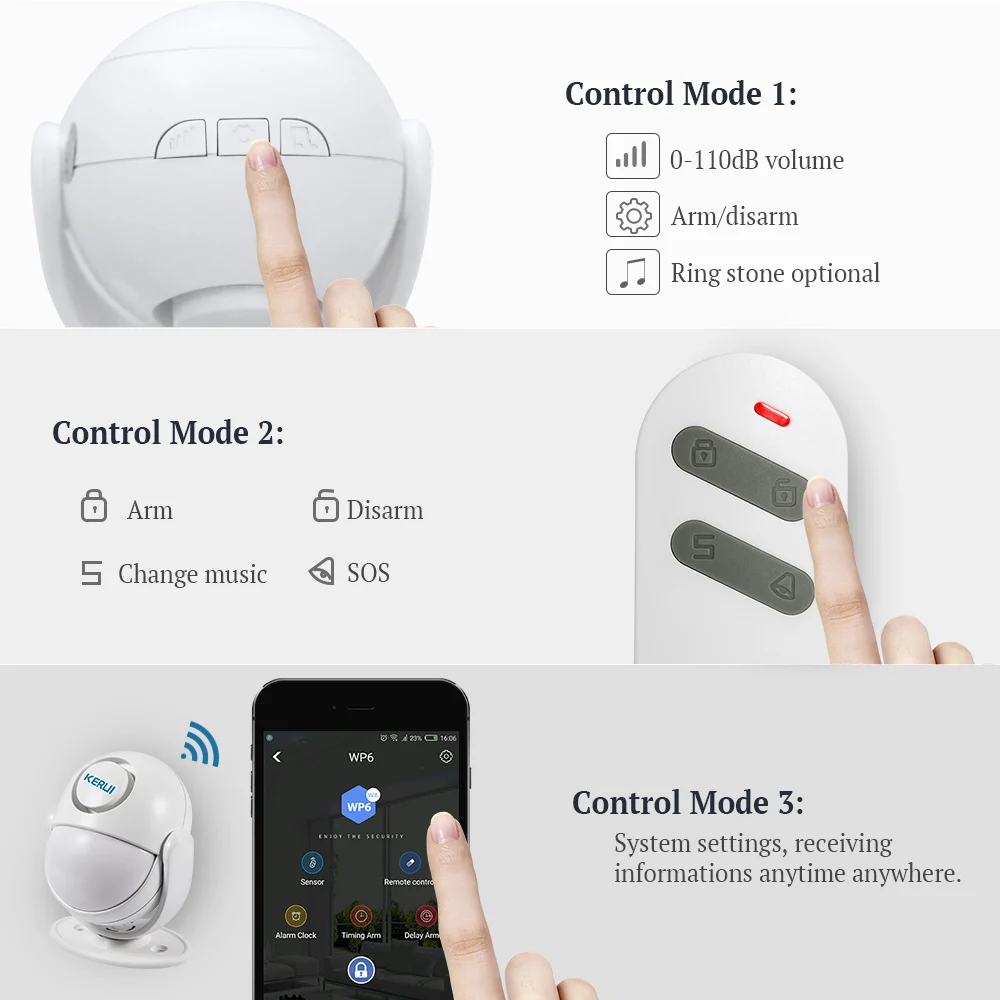 WIFI Home Security Alarm System Works with Alexa Smart App 120dB PIR Main Panel