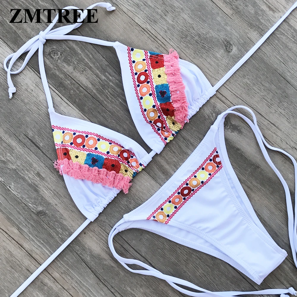 

ZMTREE Bikini Set Halter Top Micro Bikinis Triangle Swimsuit 2019 Floral Leopard Swimwear Women Summer Bathing Suit Sexy Biquini