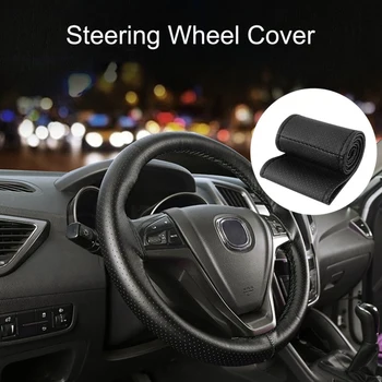 

DIY Texture Soft Auto Car Steering Wheel Cover with Needles and Thread Artificial Leather Covers Hot car accessory for women