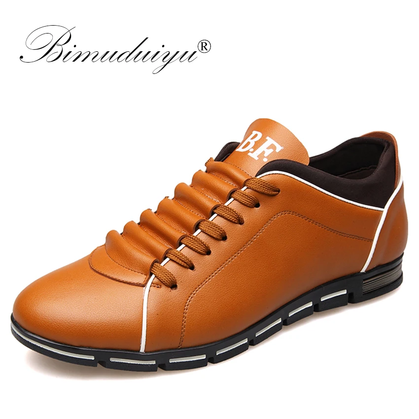 BIMUDUIYU Spring Men Casual Shoes Fashion British Style Lace Up Footwear Comfortable Men's Shoes Microfiber Leather Sneakers BIMUDUIYU Spring Men Casual Shoes Fashion British Style Lace Up Footwear Comfortable Men's Shoes Microfiber Leather Sneakers
