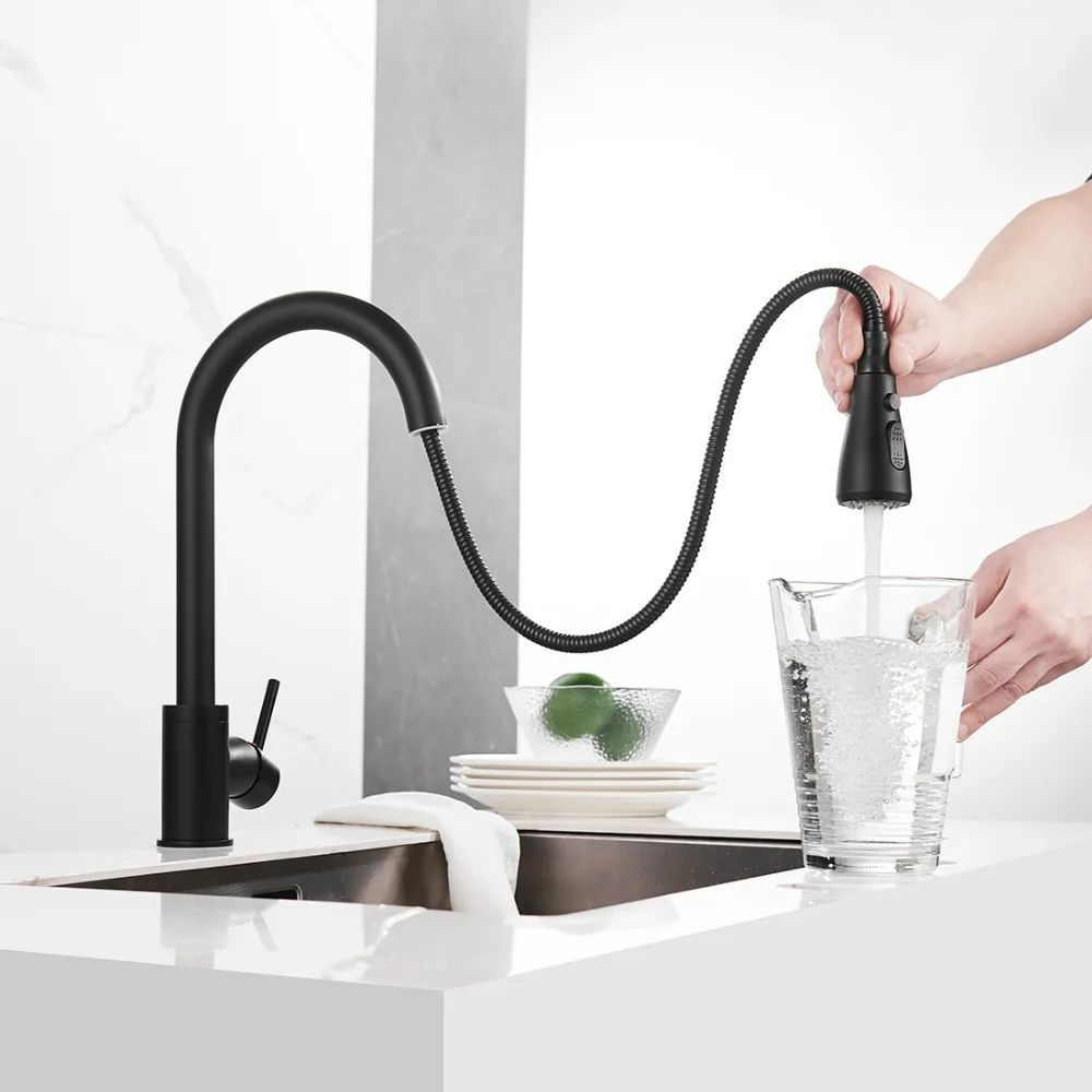 MOIIO Oil Rubbed Kitchen Faucet Solid Brass Faucet Single Handle Pull Down Swivel Sput Mixer Deck Mounted kitchen sink faucet MOIIO Oil Rubbed Kitchen Faucet Solid Brass Faucet Single Handle Pull Down Swivel Sput Mixer Deck Mounted kitchen sink faucet