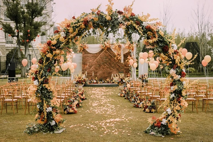 JAROWN New Wrought Iron Balloon Arch T Stage Decoration Wedding Flower Arrangement Decoration Round Ring Activity Party Decor (2)