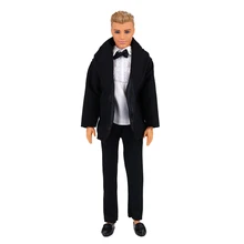Wedding Black Handmade Doll Accessories Outfit White Shirts + Coat + Pants Trousers Formal Suit Clothes for Barbie Ken Doll Toy e ting handmade fashion doll clothes winter clothing rose coat jacket skinny star print jean girls suit for barbie accessories