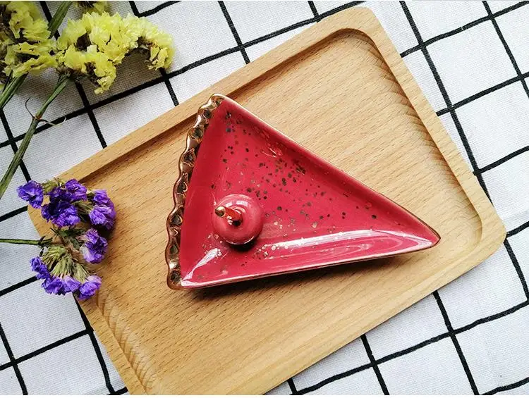 Nordic Ceramic Watermelon Apple Small Jewelry Dish Earrings Necklace Ring Storage Plates Fruit Dessert Display Bowl Decoration