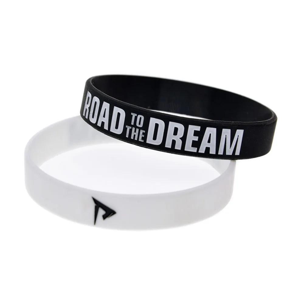 

1pcs black white Road to The Dream Motivation Silicone Wristband Inspirational hand strap Unisex bracelet