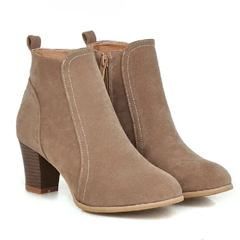 

Women Boots Nice Most Popular Portable Vogue Shoes Brand Charming Nubuck Leather Round Toe Shoes Woman Thick Heel Ankle Booties