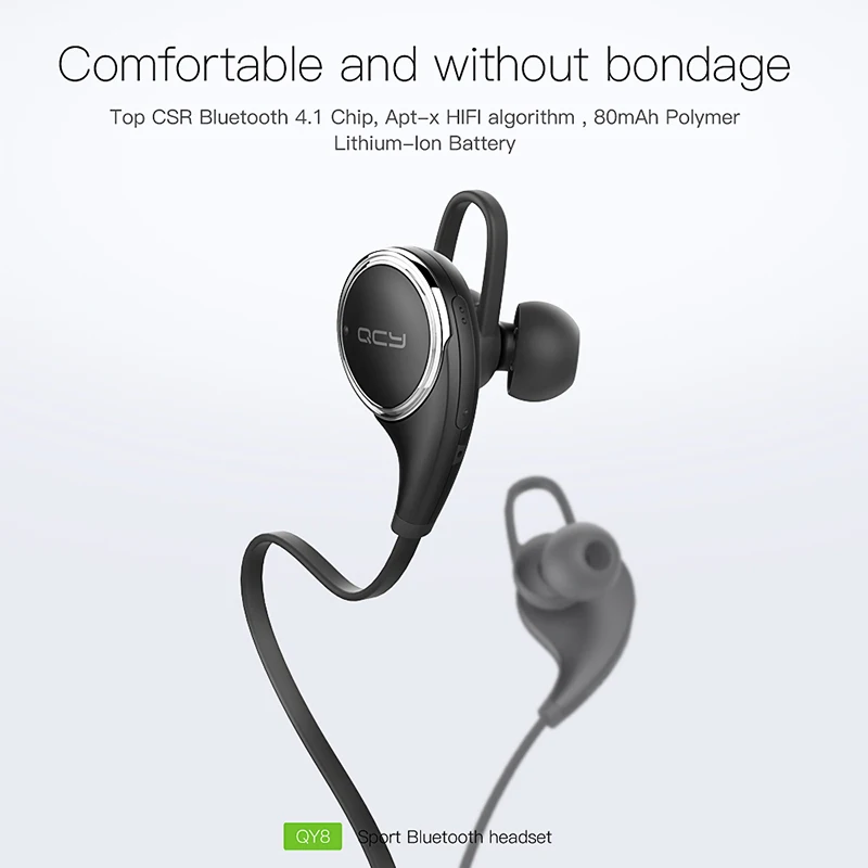 QCY QY8 Bluetooth наушники с микрофоном беспроводная гарнитура активные