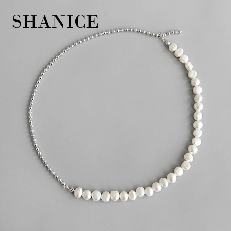Billig SHANICE INS Trendy Reine 925 Sterling Silber Barock süßwasser perle perle kette 925 sterling silber halsband charme halskette