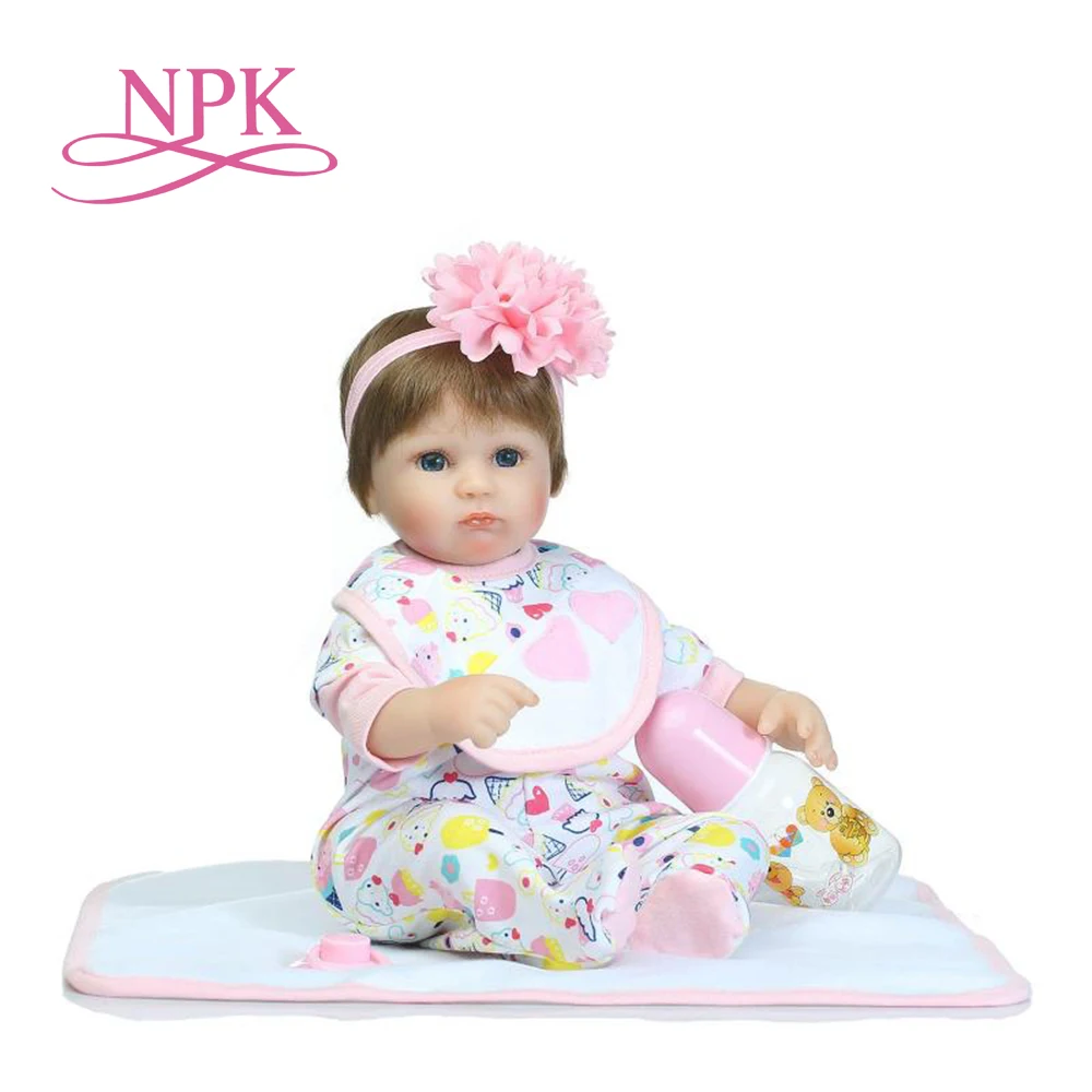 NPK 40 см новая силиконовая кукла reborn baby, игрушка для девочек, brinquedos, подарок на день рождения для детей, виниловая кукла для новорожденных, голубые глаза