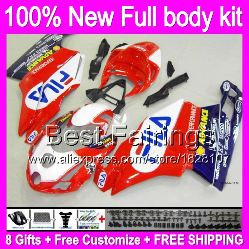 

Fairing Red white For DUCATI 749-999 05-06 749 999 B3 749S Red blue white 999S 749R 999R 749 05 06 2005 2006 2005-2006 +decal