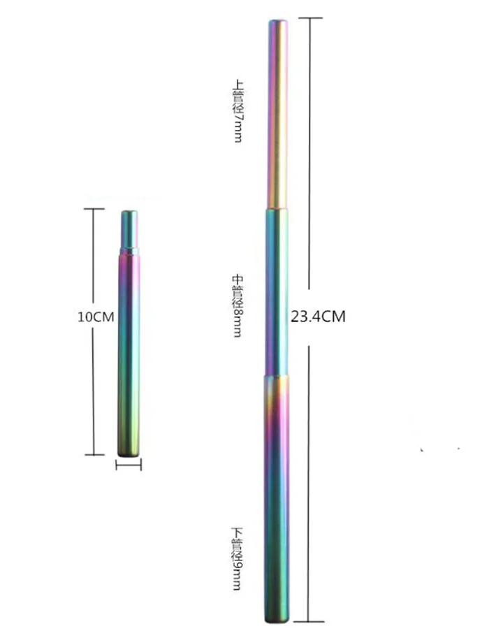 Металлическая многоразовая Складная солома с Чехол-брелок из нержавеющей стали металлическая портативная телескопическая соломинка для питья