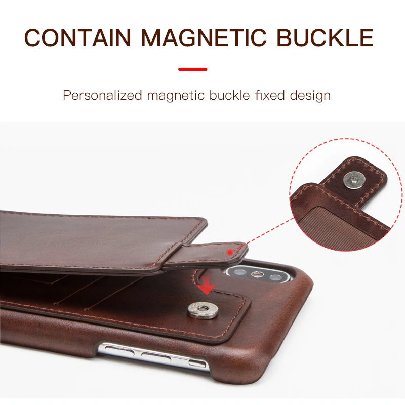 Кожаный чехол для iPhone X с магнитной застежкой, чехол-бумажник для iPhone X, чехол из натуральной кожи, защитный чехол с отделением для карт