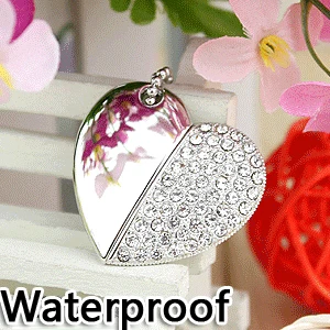 Купить Водонепроницаемый Diamond Кулон в виде сердца флешки 64 ГБ Mini Usb флеш накопитель creativo Drive диски накопитель 16 ГБ 32 ГБ карту памяти Memory Stick подарок