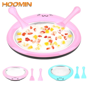 

Cartoon Fried Ice Machine Mini Ice Cream Maker Fried Yogurt Machine Home Summer Cool Ice Cream Roll Tools with 2pcs Shovel