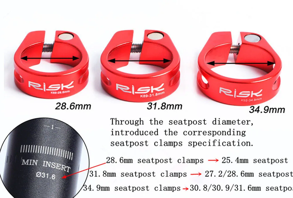 RISK 31,8/34,9 мм зажим для сидения велосипеда Сверхлегкий Алюминиевый держатель для сиденья велосипеда фиксированное кольцо с кабельным органайзером MTB Запчасти для шоссейного велосипеда