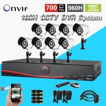 16 channel cctv system home security 16ch cctv kit 700TVL outdoor waterproof camera 16ch DVR video recorder kit CK-208