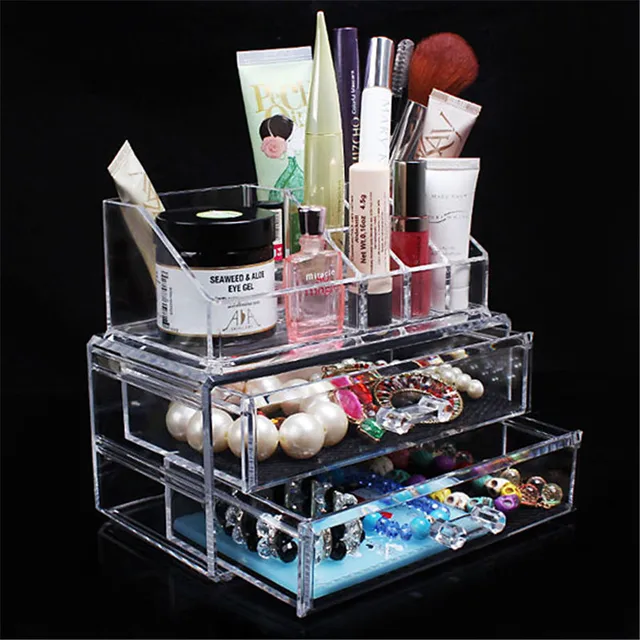 Cheap Clear Make up Organizer Acrylic Makeup Organizer Storage Box Portable Cosmetic Storage Drawers for Jewelry