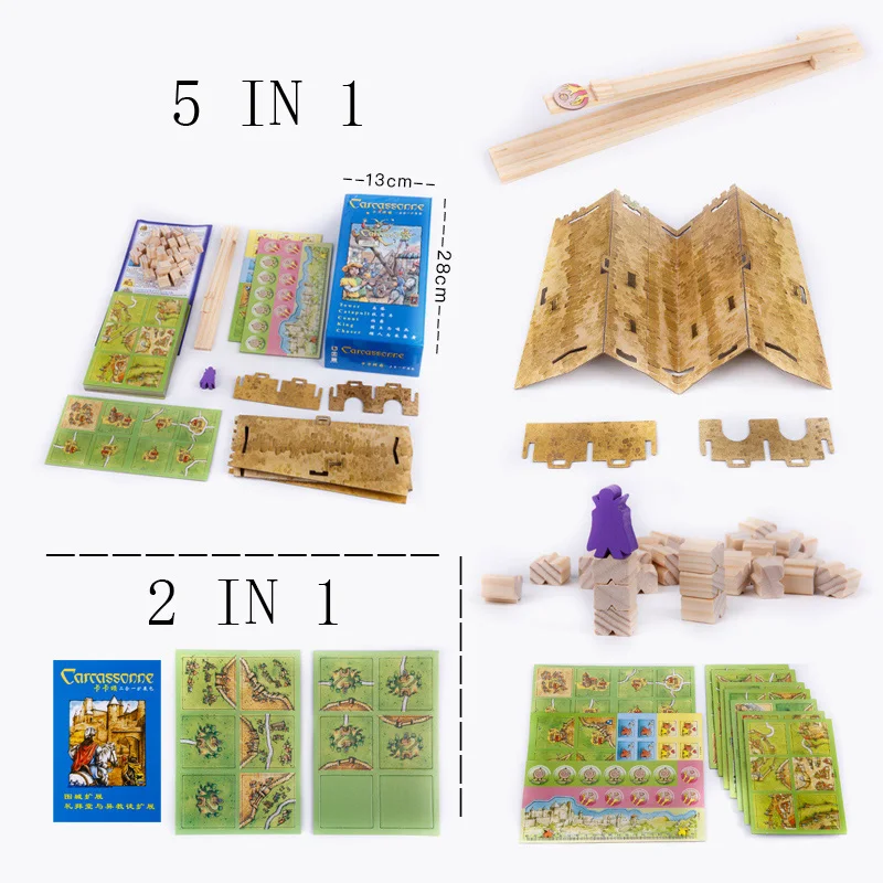 Carcassonne/ 5 in 1 / 2 in 1 Expand Board Game 2-5 Players For Family/Party/Gift Best Gift Funny Tile-placement Game Carcassonne/ 5 in 1 / 2 in 1 Expand Board Game 2-5 Players For Family/Party/Gift Best Gift Funny Tile-placement Game