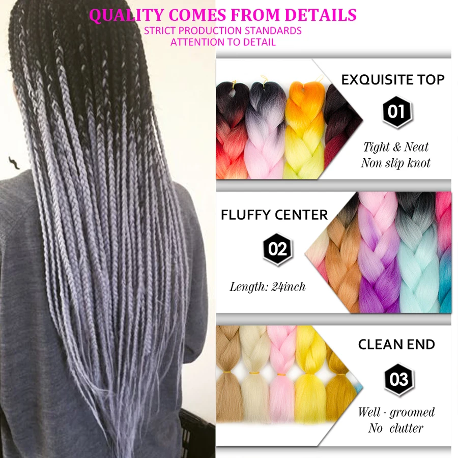 Kanekalon Hair Extension 100g 24Inch Pre Stretched Afro Hair for Women