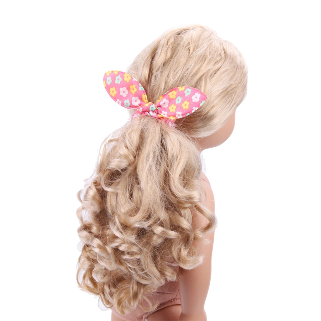 10 PCS Doll Headdress Satin & Fabric Gorgeous Coloured Hair Rubber Band for 18 inch   Doll