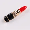 Marca de lujo joyas de estilo de lápiz labial alfileres de diamantes falsos broches Rojo Negro goteando aceite Broche brocha de joyería para las mujeres ► Foto 3/5