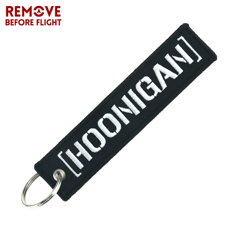 

Black Stickers Fashion Keychain Hoonigan Key holder Key fob Remove Before Flight Keychains for Car Chaveiro Para Moto Motorcycle