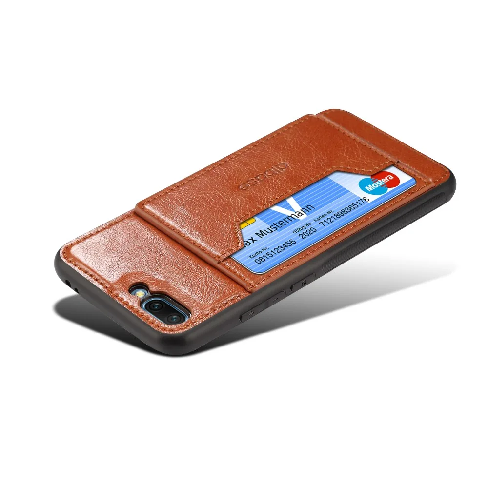 Dibase Brand for Huawei Honor 10 Case Crazy-horse leather PC hard Phone Cases Card Pocket Bracket Back Cover |