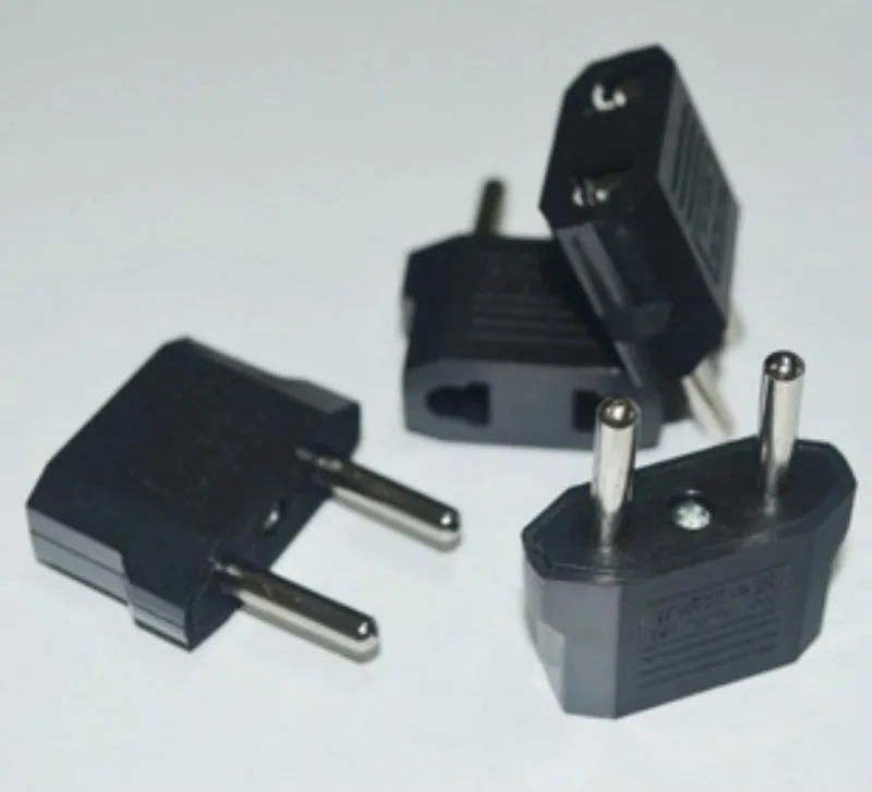 2PC 5A EU Adapter Plug USA to Euro Europe Wall Power Charge Outlet Sockets US 2 Flat Pin to EU 2 Round Pin Plug Socket Adapter