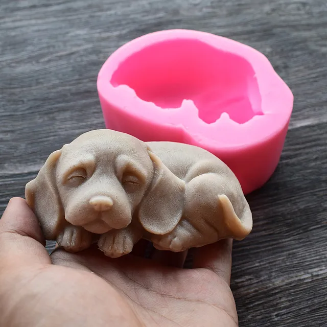 Silicone nolds 3D Soap Mold of a Puppy Mold of the Dog Molds Silicone