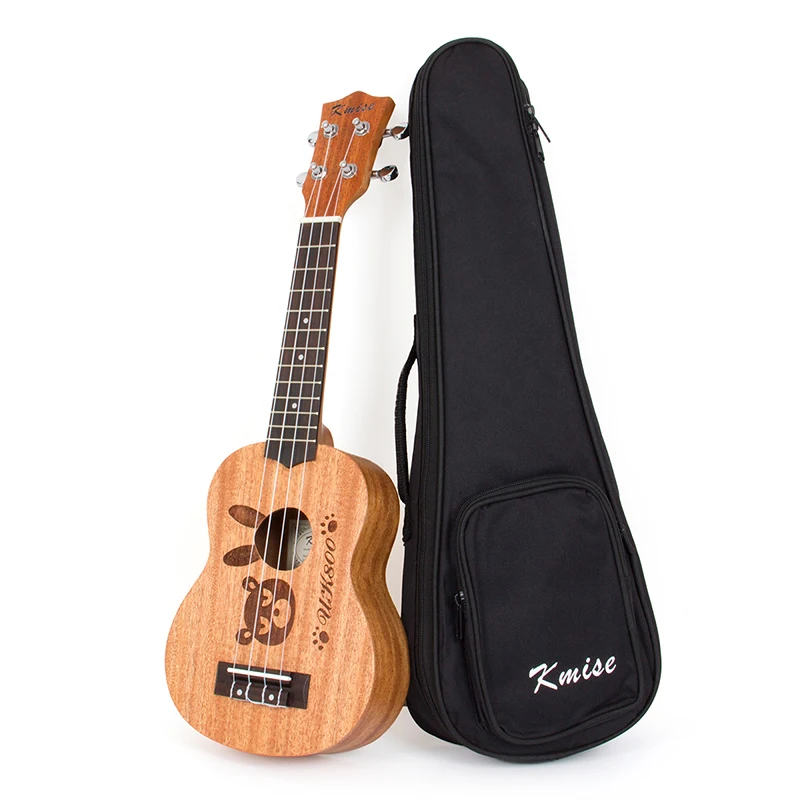 

Kmise Soprano Ukulele Mahogany Ukelele Uke 4 String Hawaiian Guitar 12 Fret 21 Inch with Gig Bag