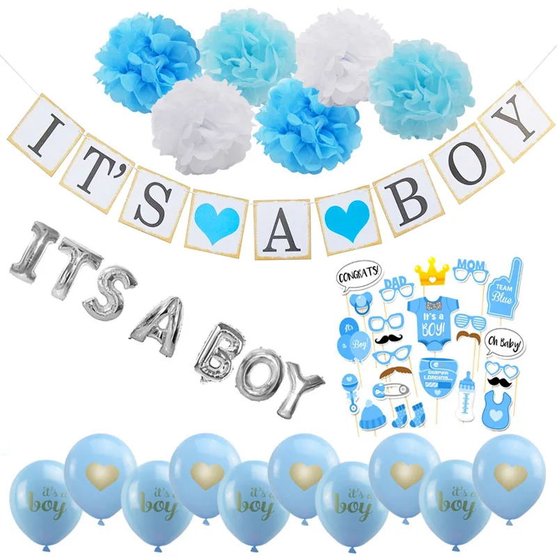 1set Baby Shower Birthday Balloons Its A Boy / Girl Letters Foil Balloon DIY Babyshower Decorations Gender Reveal Party Supplies