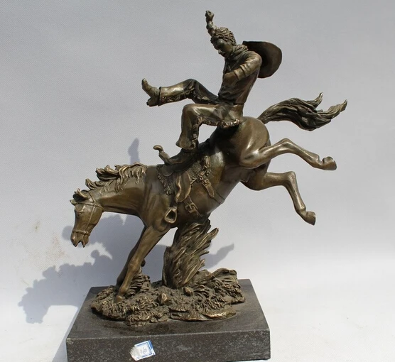 

free 12"Chinese Bronze Marble Home Art Decoration Rest Horse Boy Statue Sculpture fast