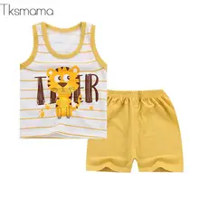 Брендовая летняя одежда унисекс для новорожденных, летний комплект для маленьких мальчиков, футболка+ шорты, комплект одежды с рисунком