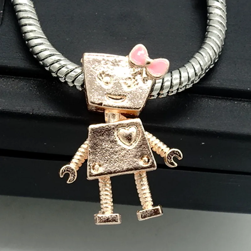 TTBEADS robot 1 шт. серебряные бусины с кубическим цирконием в европейском стиле